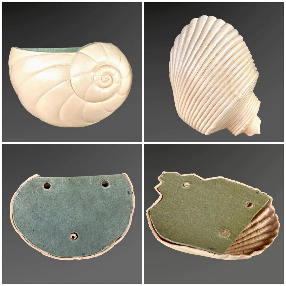 Burwood Bubble Bath Wall Clock Fish Shell Wall Pockets Peach Bathroom 1980s